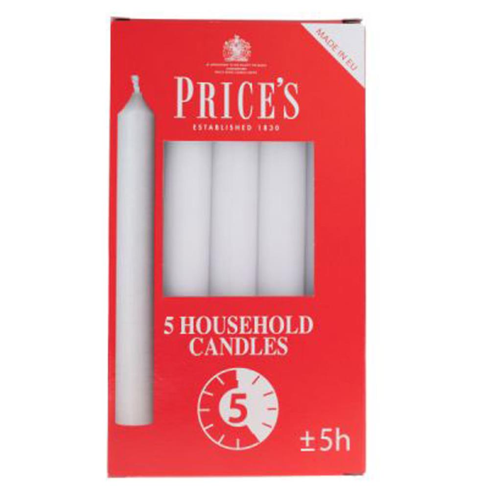 Price's White Household Dinner Candles (Pack of 5) £2.97